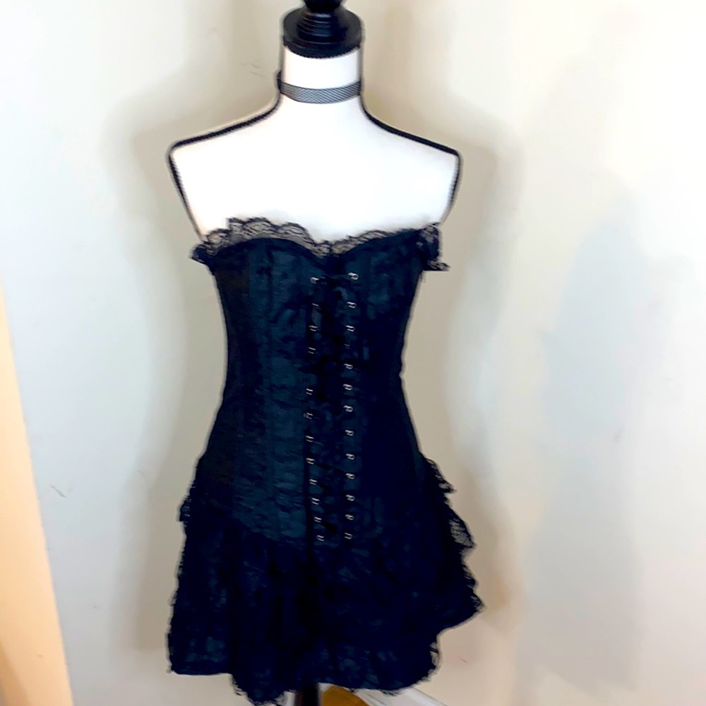 Corset dress black lace